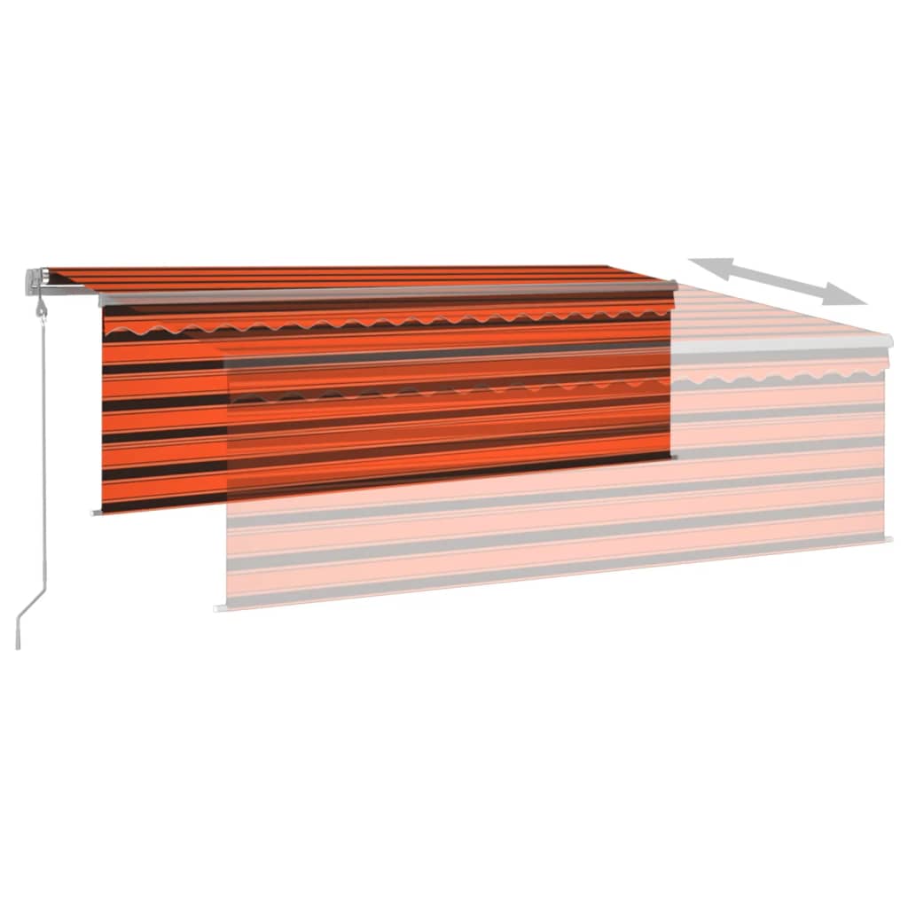 markise m. gardin+LED+vindsensor 4x3 m automatisk orange/brun