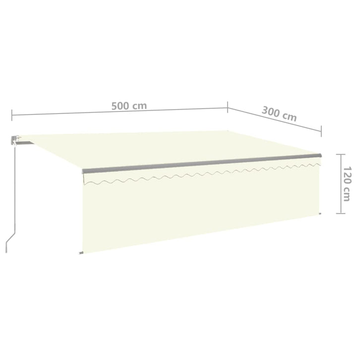 markise m. gardin 5x3 m manuel betjening cremefarvet