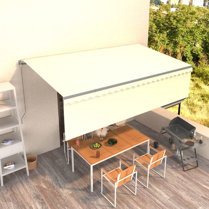 markise m. gardin 5x3 m manuel betjening cremefarvet