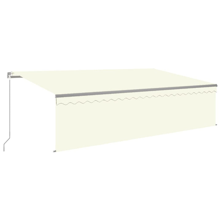 markise m. gardin + LED 5x3 m manuel betjening cremefarvet