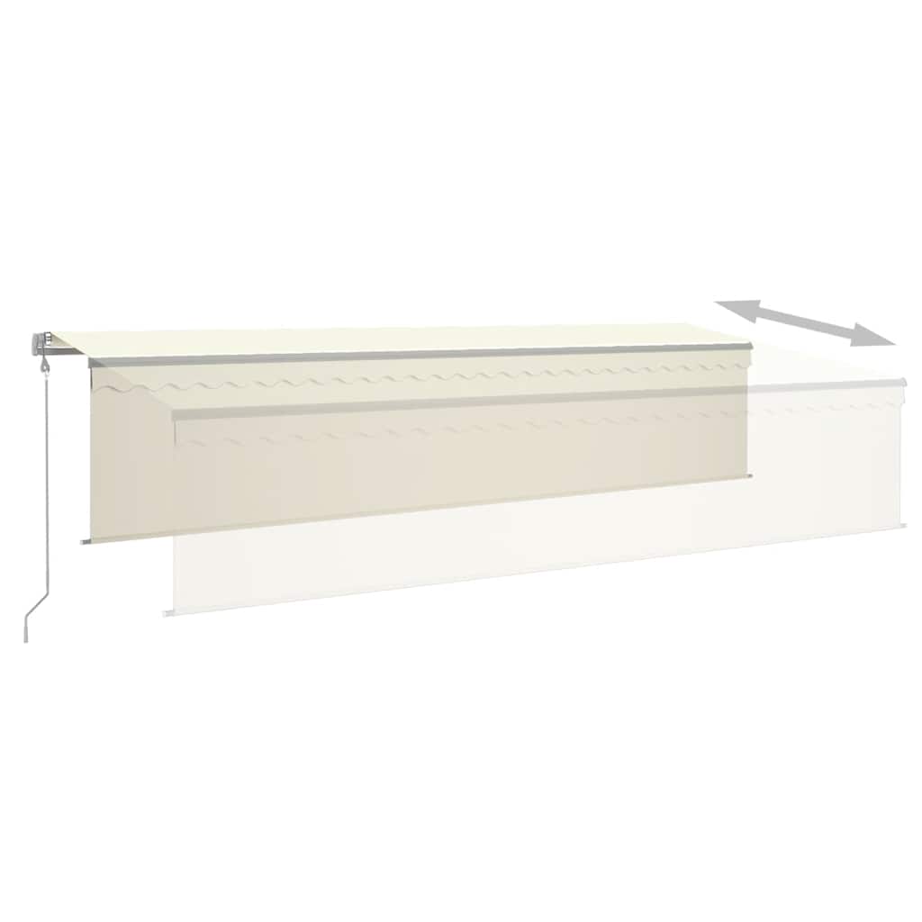 markise m. gardin 6x3 m automatisk betjening cremefarvet