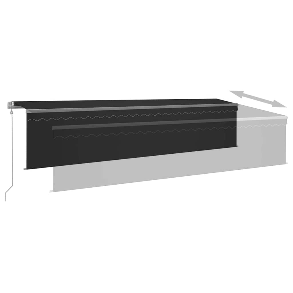 markise m. rullegardin+LED+vindsensor 6x3 m auto antracitgrå
