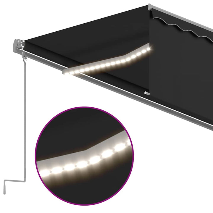 markise m. rullegardin+LED+vindsensor 6x3 m auto antracitgrå