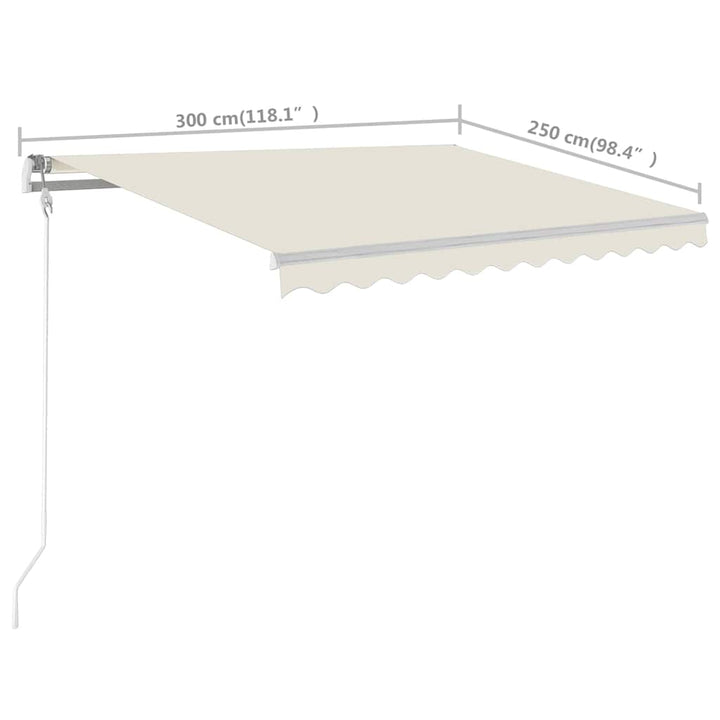 markise m. stolper 3x2,5 m manuel betjening cremefarvet