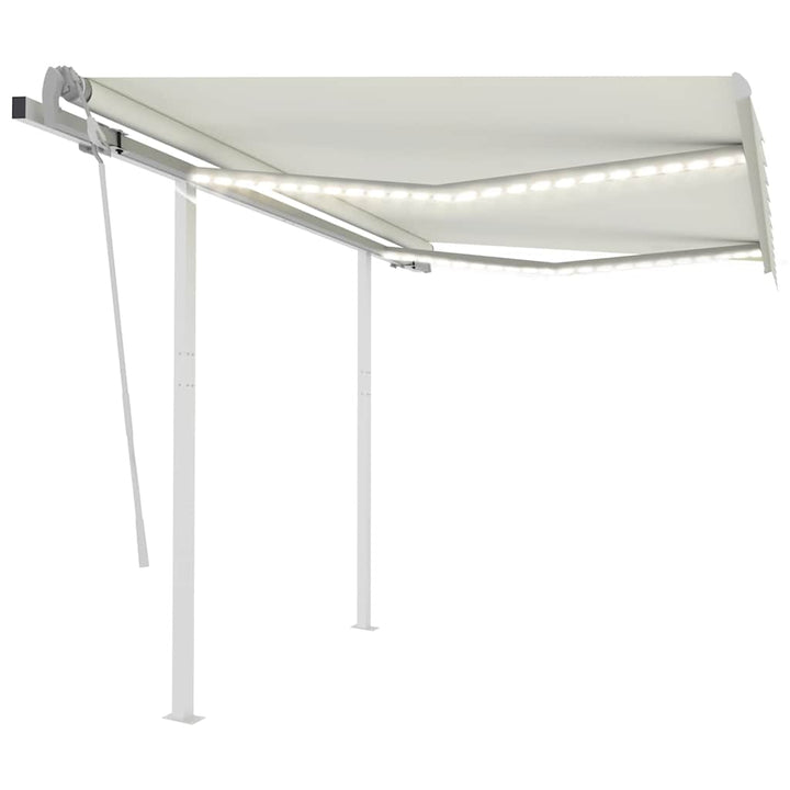 markise m. LED-lys 3x2,5 m manuel betjening cremefarvet