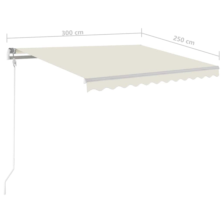 markise m. LED-lys 3x2,5 m manuel betjening cremefarvet