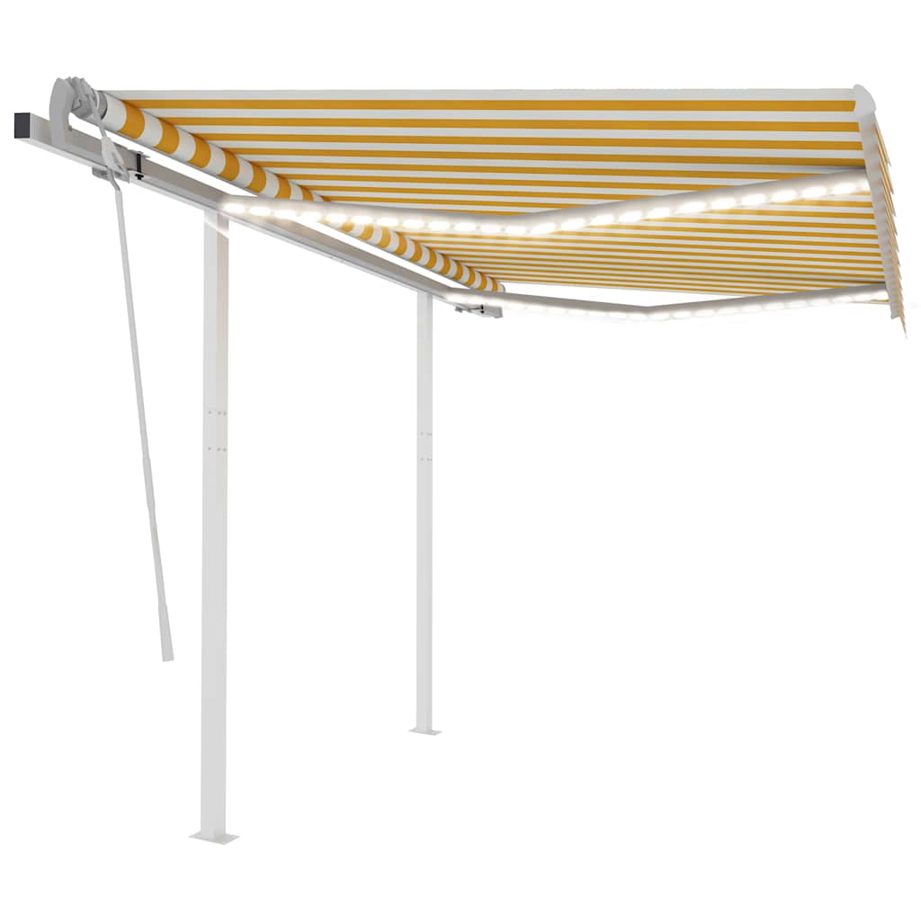 markise m. LED-lys 3x2,5 m manuel betjening gul og hvid
