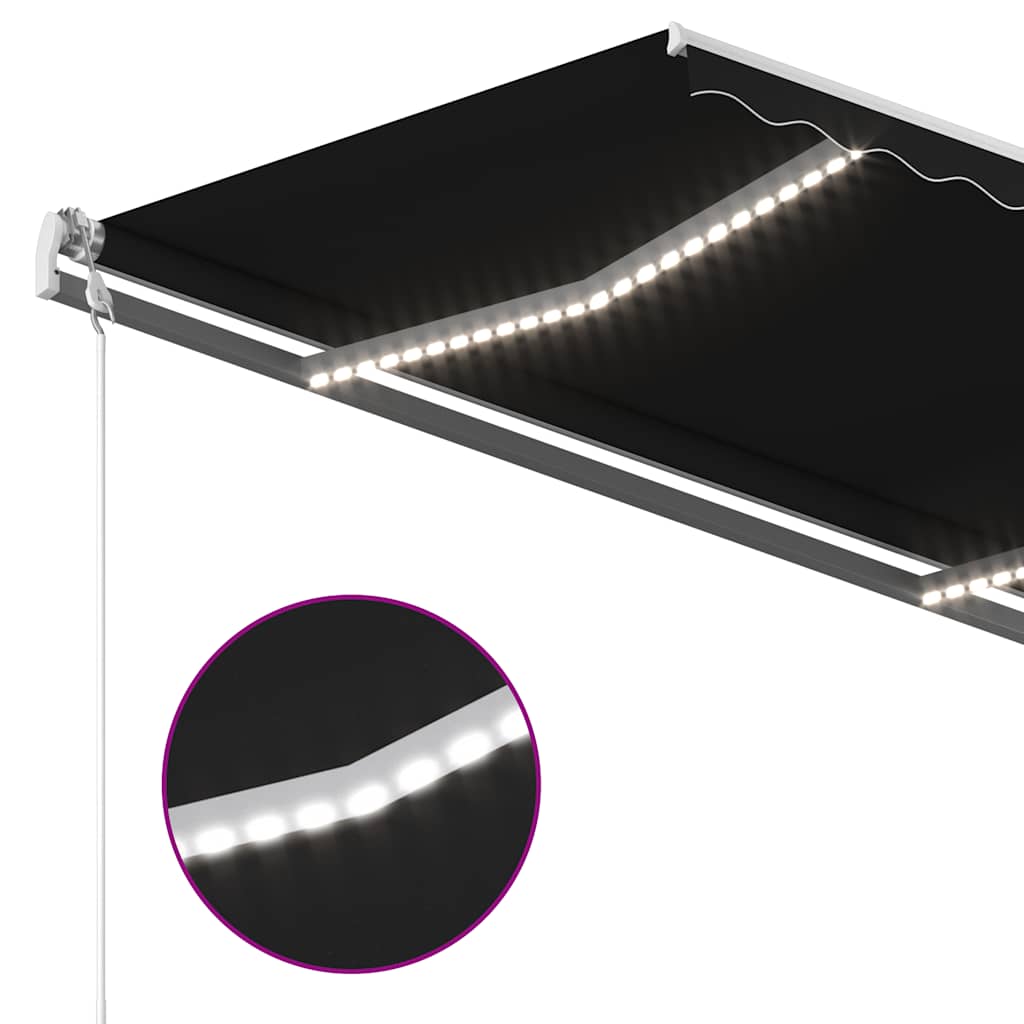 markise m. LED-lys 3x2,5 m manuel betjening antracitgrå