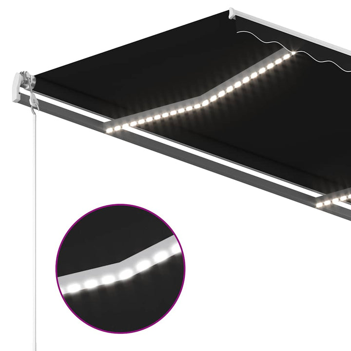 markise m. LED-lys 3x2,5 m manuel betjening antracitgrå