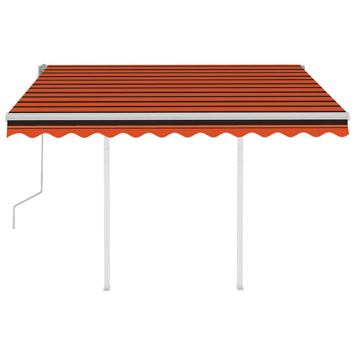 foldemarkise m. stolper 3,5x2,5 m manuel betjening orange brun