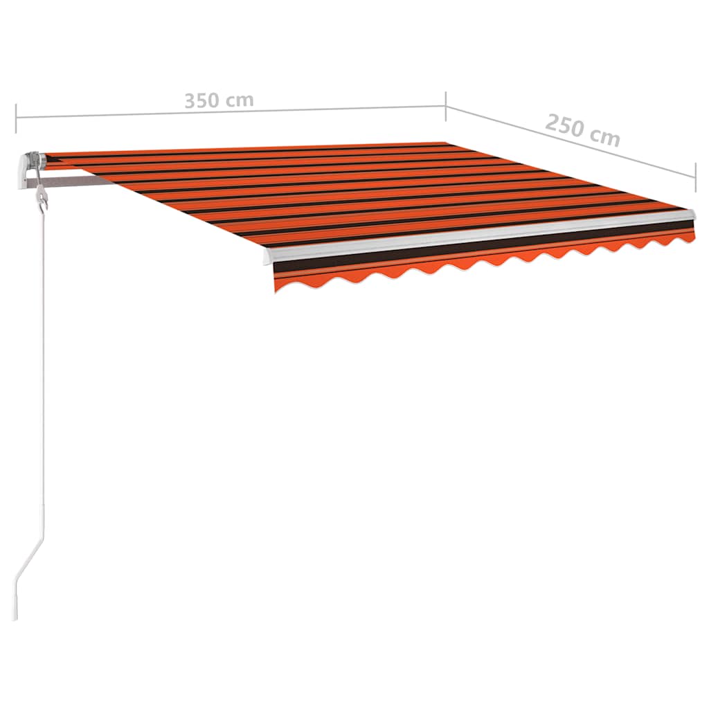 foldemarkise m. stolper 3,5x2,5 m manuel betjening orange brun