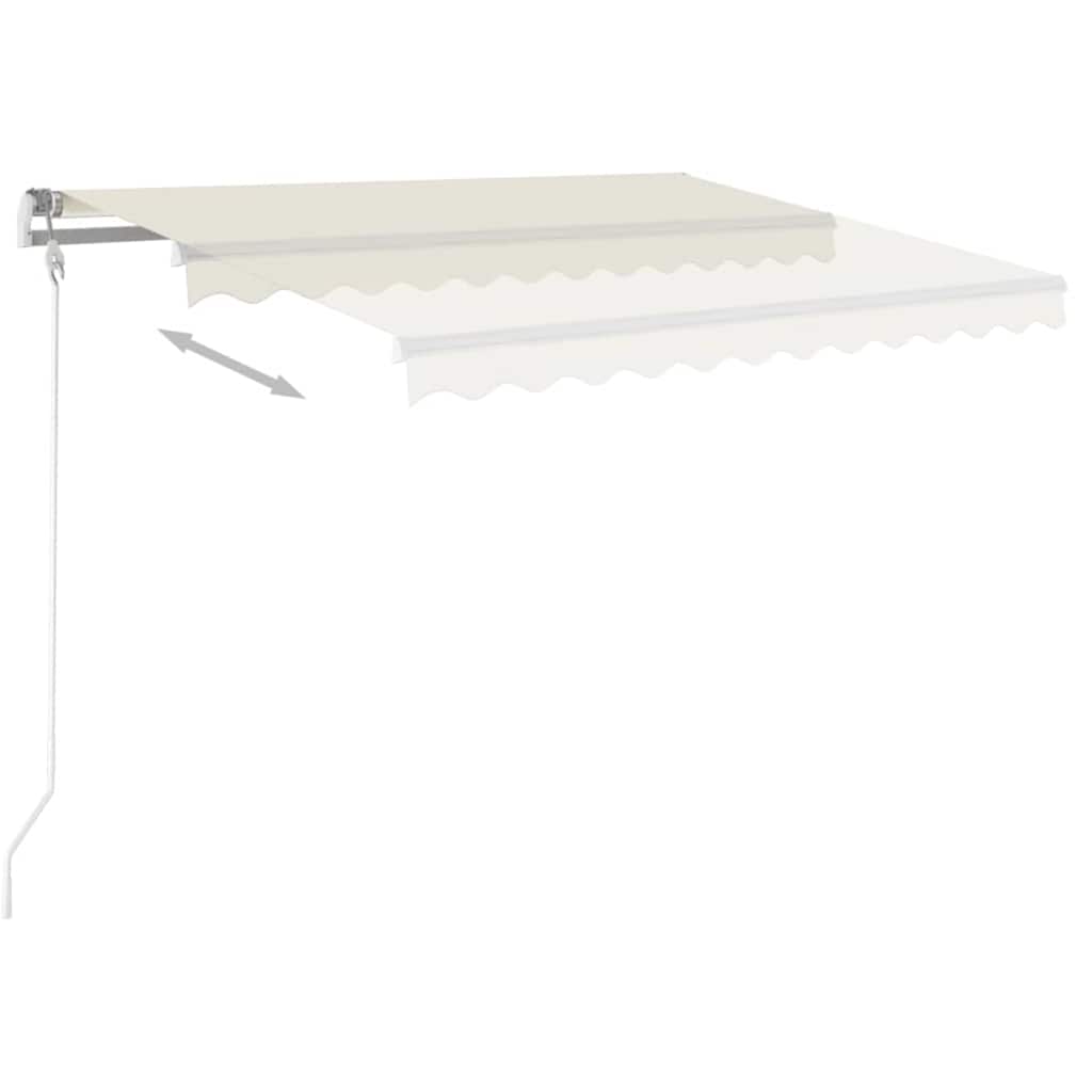 markise m. LED-lys 3,5x2,5 m manuel betjening cremefarvet