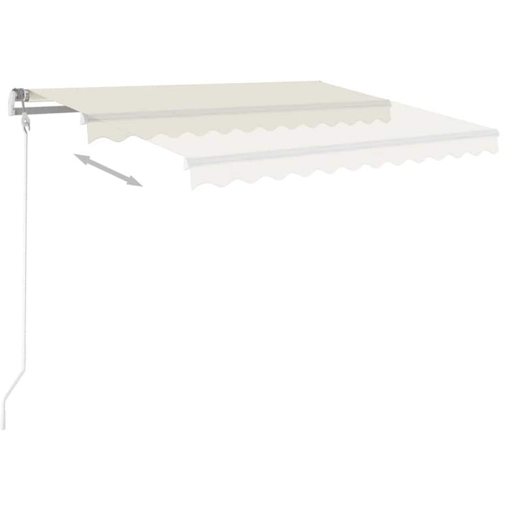 markise m. LED-lys 3,5x2,5 m manuel betjening cremefarvet