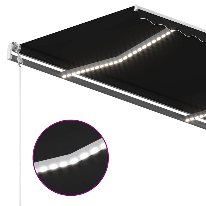 markise m. LED-lys 3,5x2,5 m manuel betjening antracitgrå