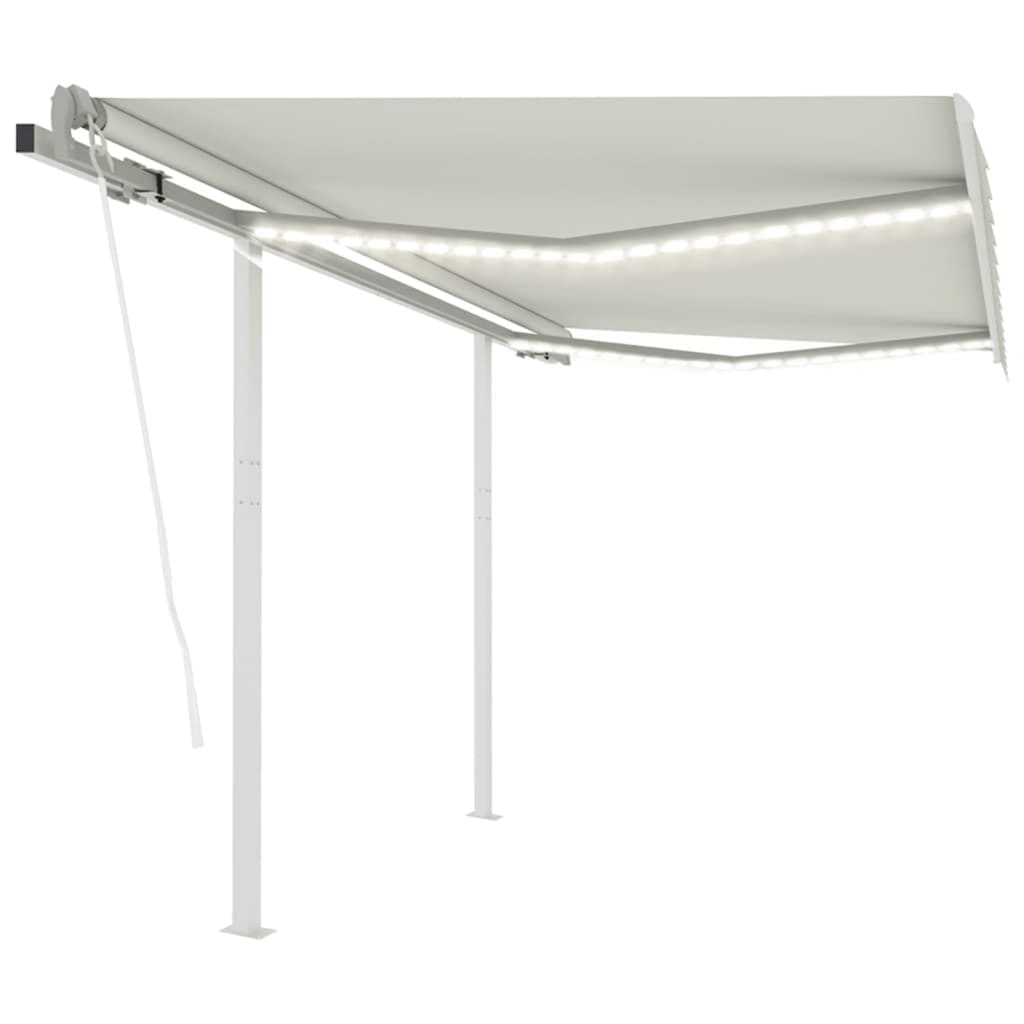 markise med LED-lys + vindsensor 3,5x2,5 m automatisk creme