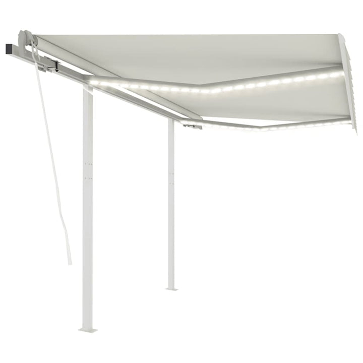 markise med LED-lys + vindsensor 3,5x2,5 m automatisk creme