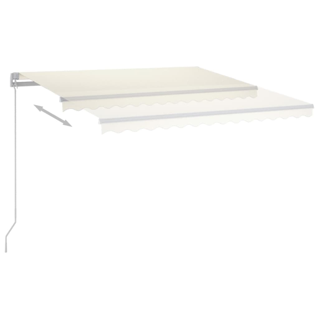 markise med LED-lys + vindsensor 3,5x2,5 m automatisk creme