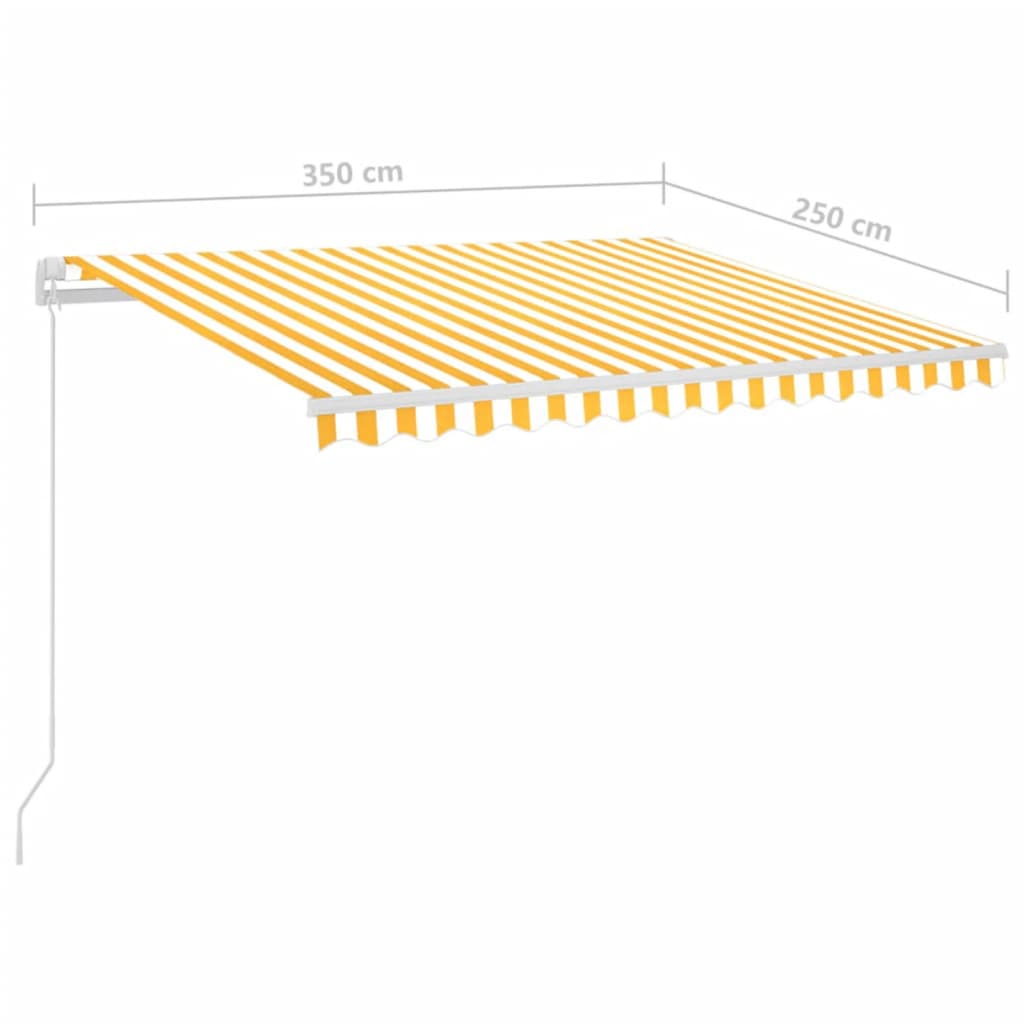 markise m. LED-lys + vindsensor 3,5x2,5 m automatisk gul + hvid
