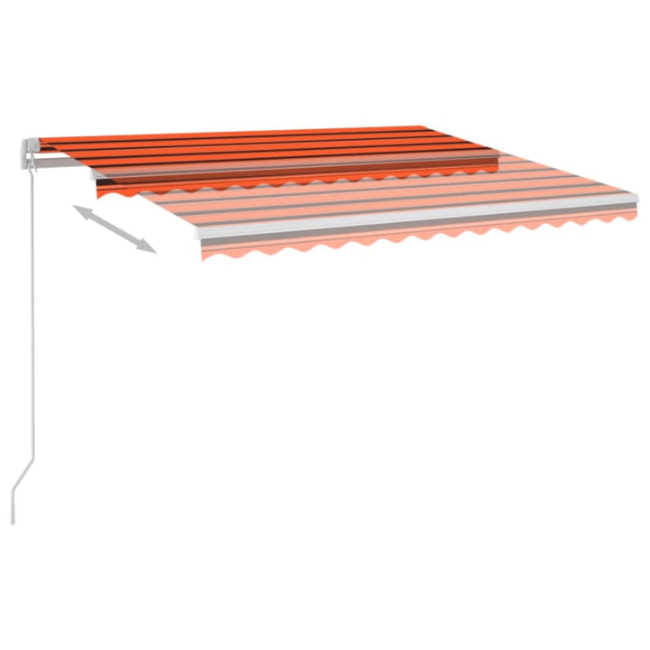 markise m. LED + vindsensor 3,5x3 m automatisk orange og brun