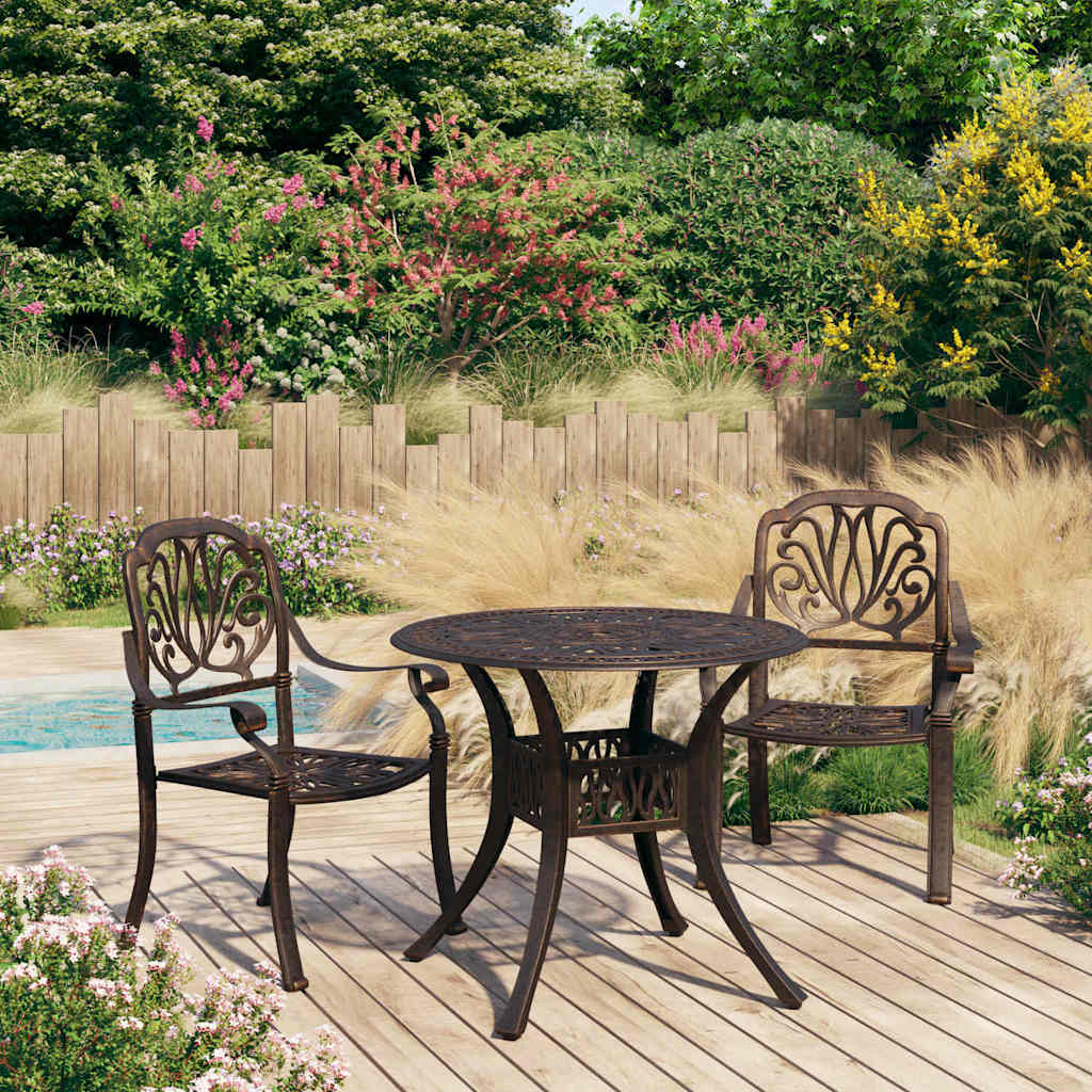 bistrosæt 3 dele støbt aluminium bronzefarvet