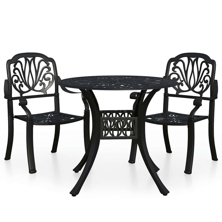 bistrosæt 3 dele støbt aluminium sort