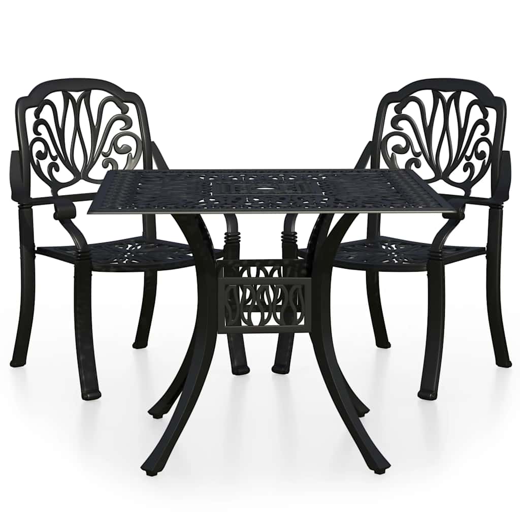 bistrosæt 3 dele støbt aluminium sort