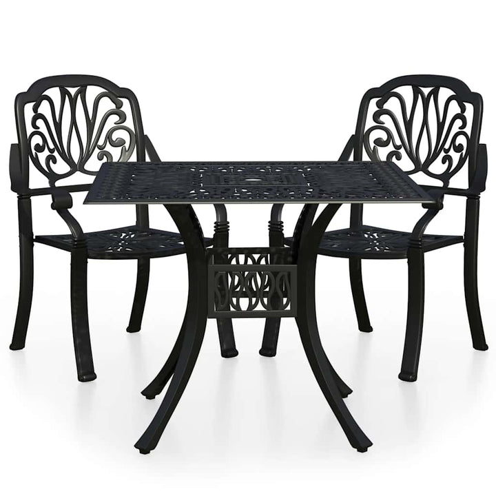 bistrosæt 3 dele støbt aluminium sort