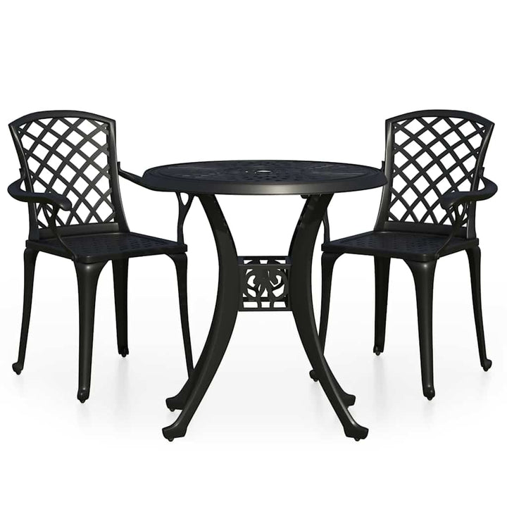 bistrosæt 3 dele støbt aluminium sort