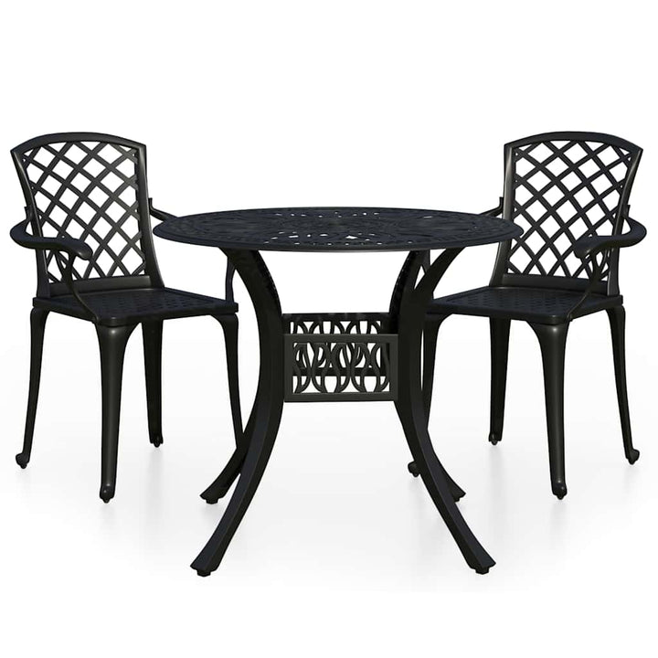 bistrosæt 3 dele støbt aluminium sort