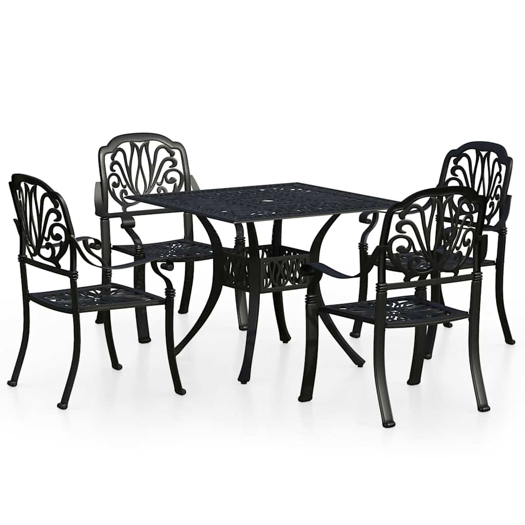 bistrosæt 5 dele støbt aluminium sort