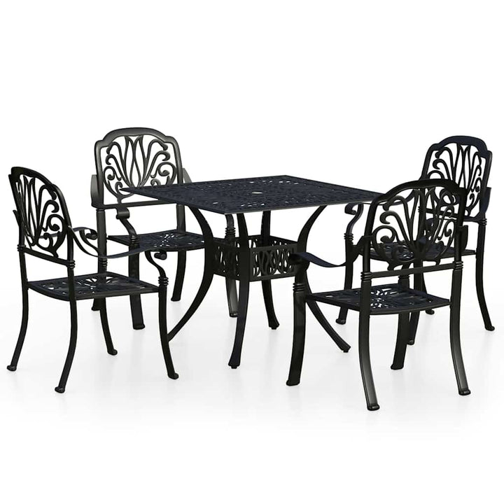 bistrosæt 5 dele støbt aluminium sort