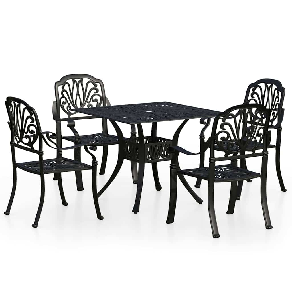 bistrosæt 5 dele støbt aluminium sort