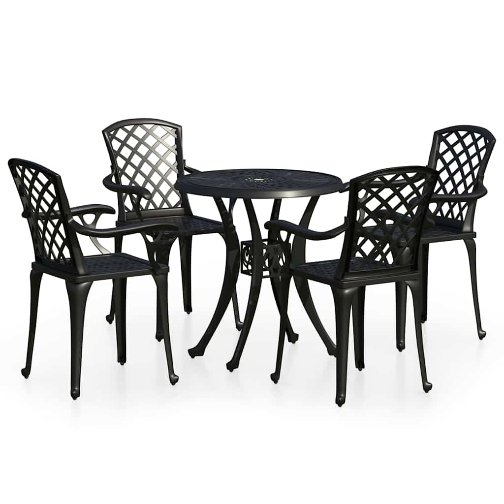 bistrosæt 5 dele støbt aluminium sort