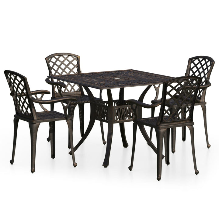 bistrosæt 5 dele støbt aluminium bronzefarvet