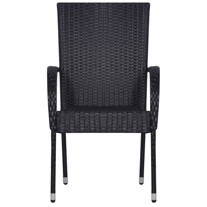 spisebordssæt til haven 7 dele polyrattan sort