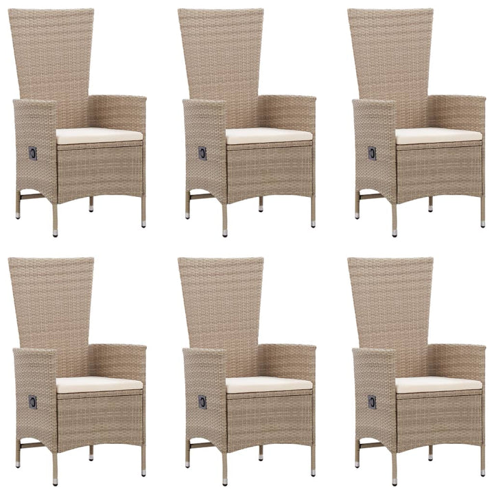 spisebordssæt til haven 7 dele polyrattan beige