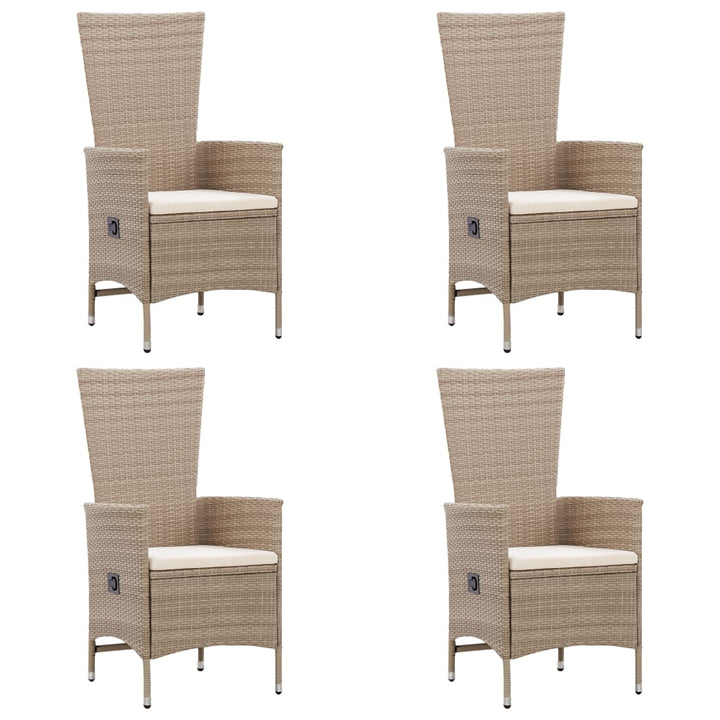spisebordssæt til haven 7 dele polyrattan beige