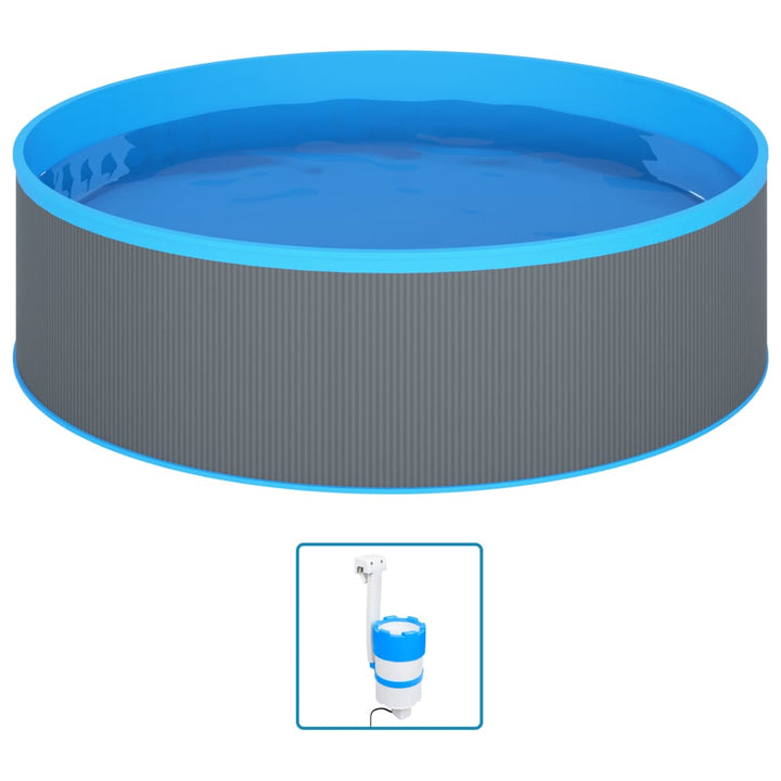 splasher pool med hængende skimmer og pumpe 350x90 cm grå