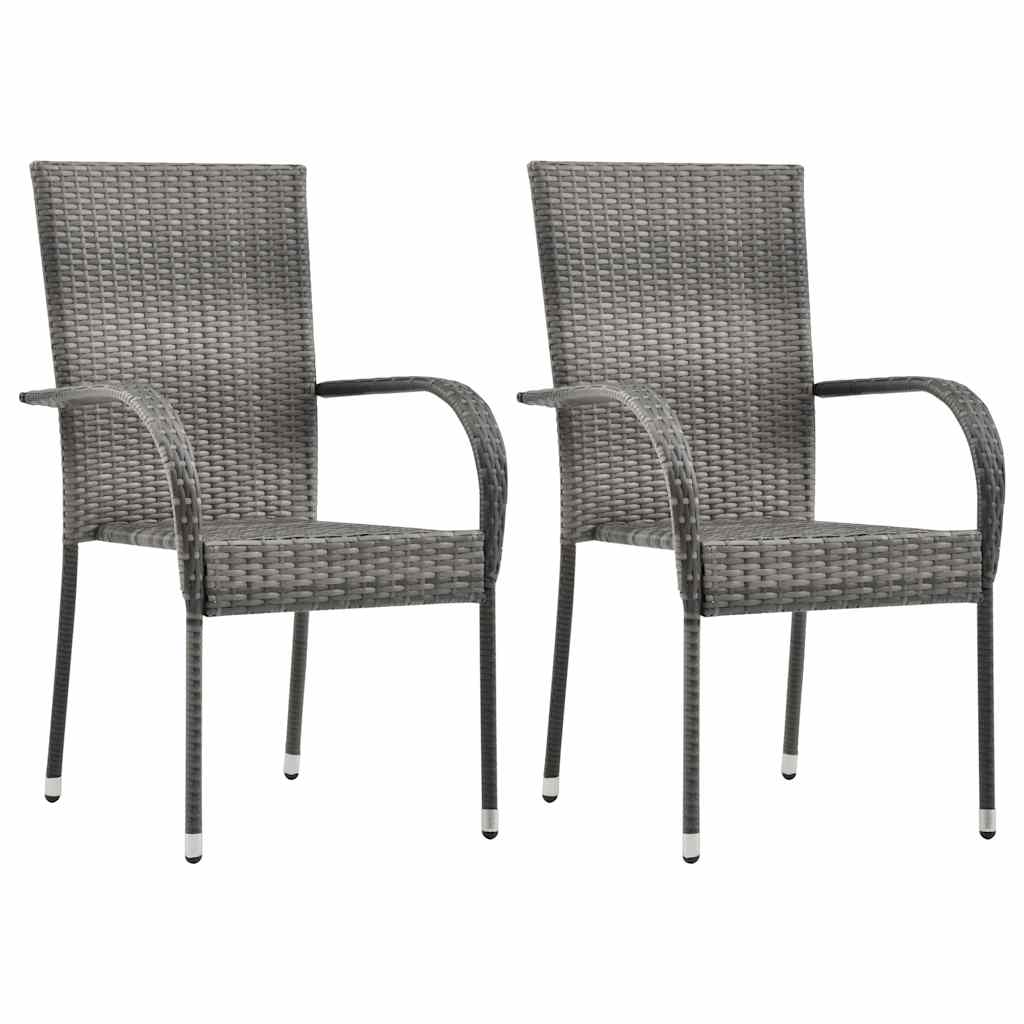 spisebordssæt til haven 3 dele polyrattan grå