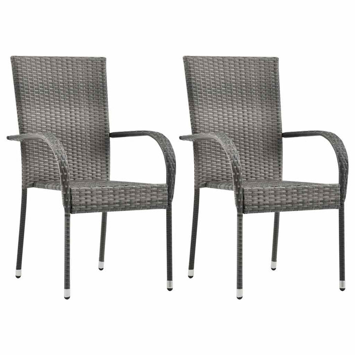 spisebordssæt til haven 3 dele polyrattan grå
