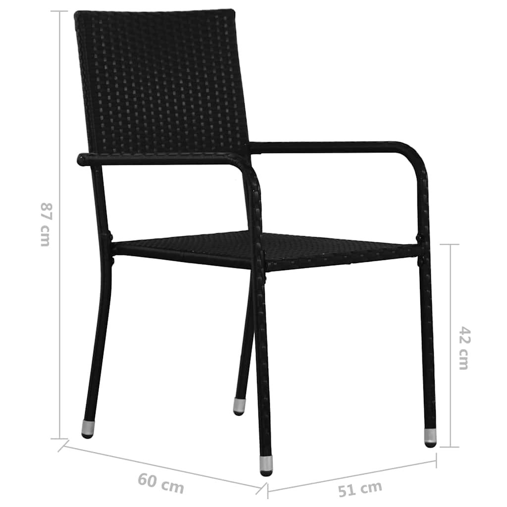 spisebordssæt til haven 3 dele polyrattan sort