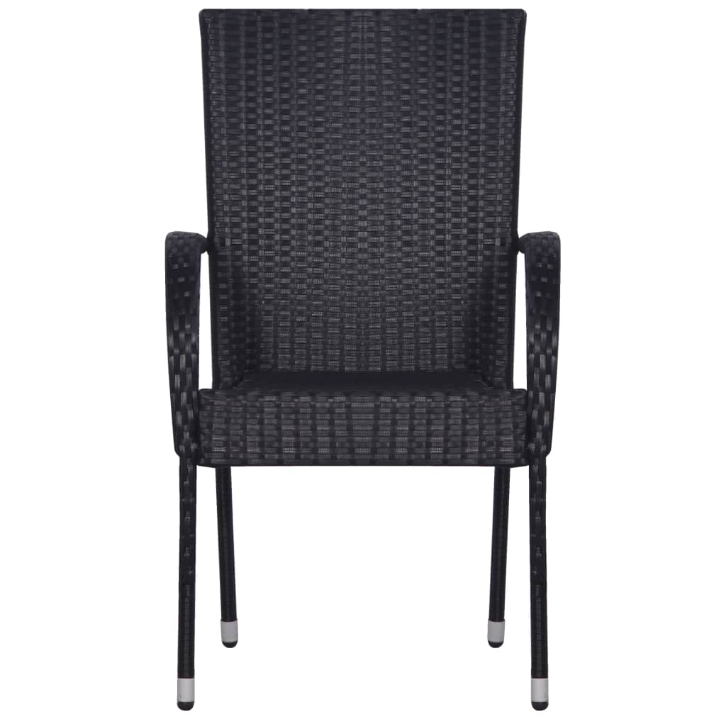 spisebordssæt til haven 7 dele polyrattan sort