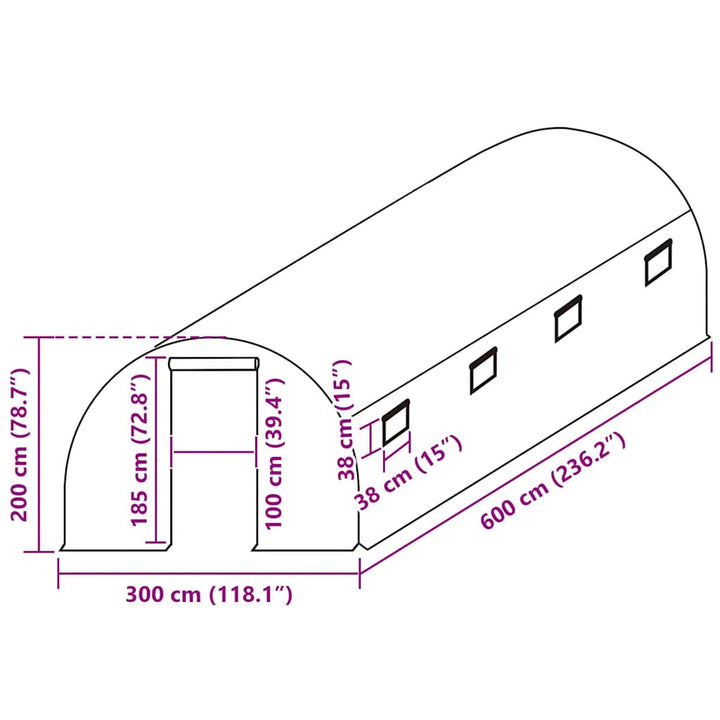 overtræk til drivhus (18 m²) 300x600x200 cm grøn