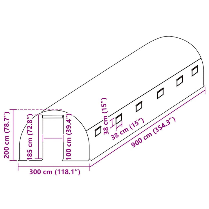 overtræk til drivhus (27 m²) 300x900x200 cm grøn