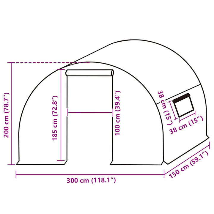 overtræk til drivhus (4,5 m²) 3x1,5x2 m transparent