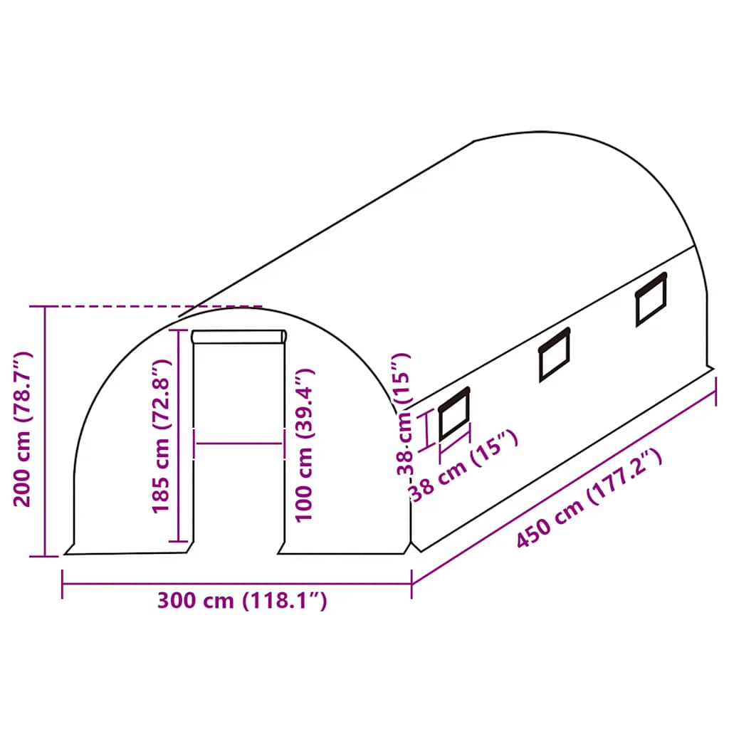 overtræk til drivhus (13,5 m²) 3x4,5x2 m transparent