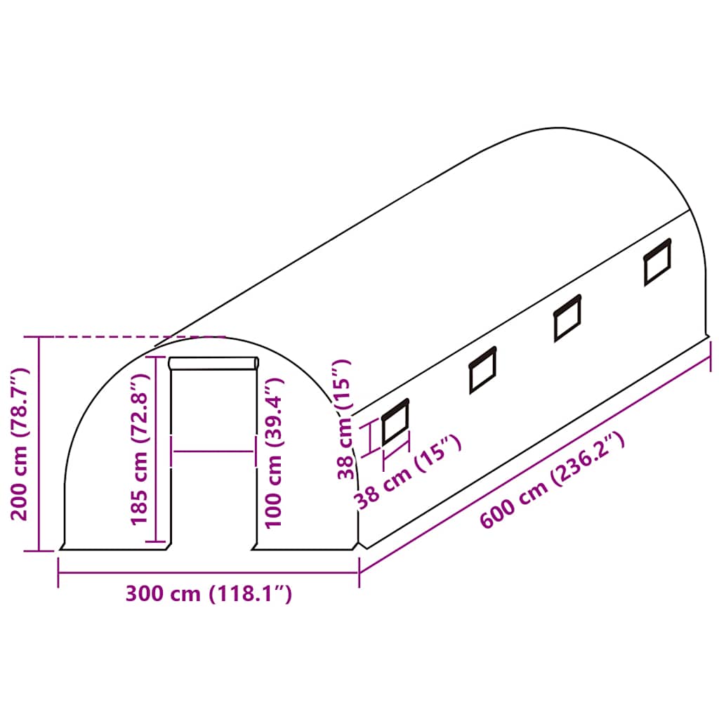 overtræk til drivhus (18 m²) 3x6x2 m transparent