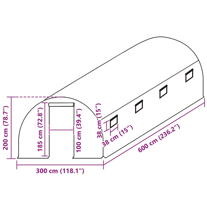 overtræk til drivhus (18 m²) 3x6x2 m transparent