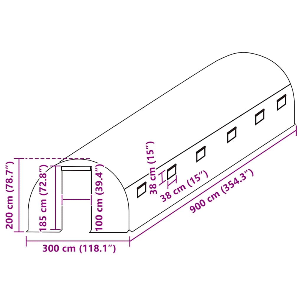 overtræk til drivhus (27 m²) 3x9x2 m transparent
