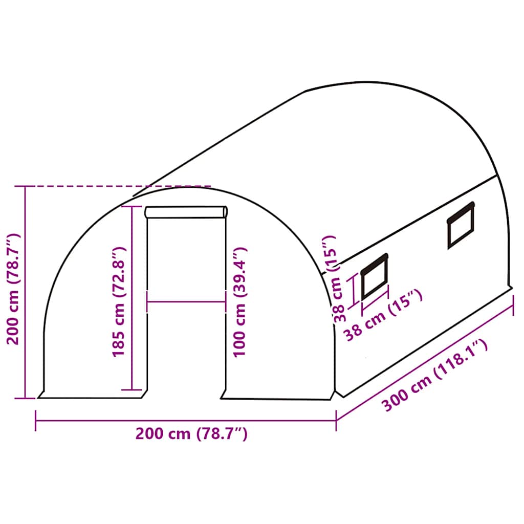 overtræk til drivhus (6 m²) 200x300x200 cm grøn